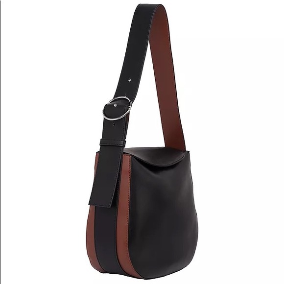NWT French Connection Olivia Bucket Bag -Women's Handbag | Black & Brown Leather - Picture 2 of 7